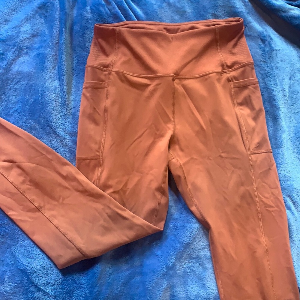 Burnt orange high waisted calf length legging